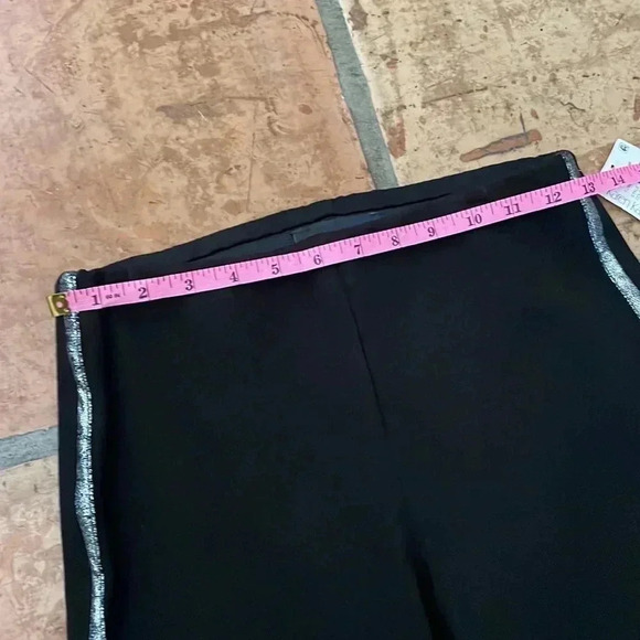 🔷 KAREN KANE NEW Tuxedo Black Silver Stripe Ankle Pant XS - Picture 2 of 10